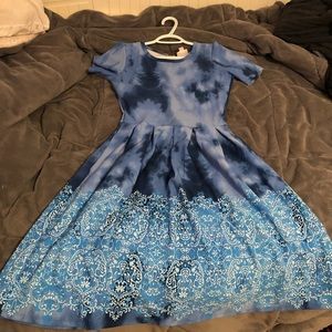Small blue tye dye unicorn LuLaRoe Amelia